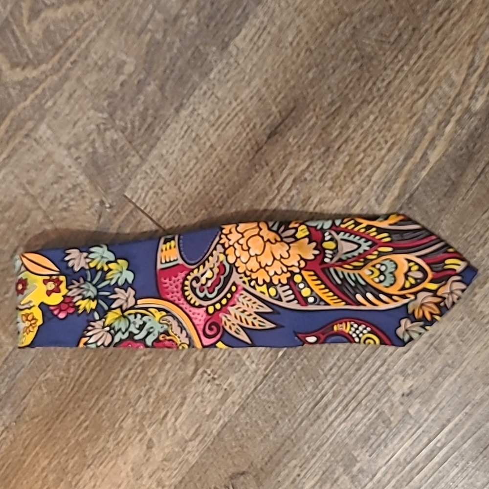 Men's Silk Banana Republic Blue Colorful Graphic Necktie
